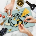 thumbnail image 4 of Hunting Cutting Board, Person with Lance Hunting Folklore Circle, Decorative Tempered Glass Cutting and Serving Board, Large Size, Black White, by Ambesonne, 4 of 5