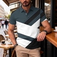 thumbnail image 4 of Ceisia Men's Summer Casual Geometric Color Block Mesh Short Sleeve Lapel Shirt Multicolor L Gifts, 4 of 7