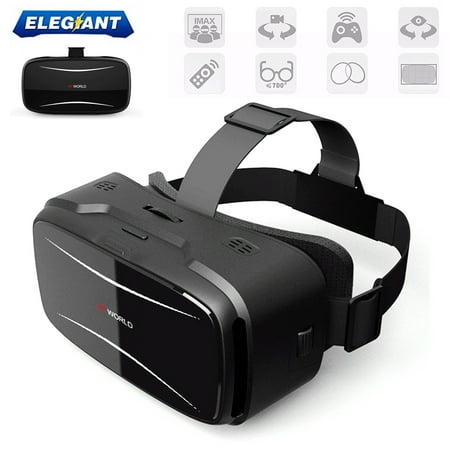 3D VR Glasses, VR-World 3D Virtual Reality Glasses for VR Games & 3D Movies, Virtual Reality Entertainment Goggles with Eye Care System for iPhone and Android (Best Vr Games For Iphone)