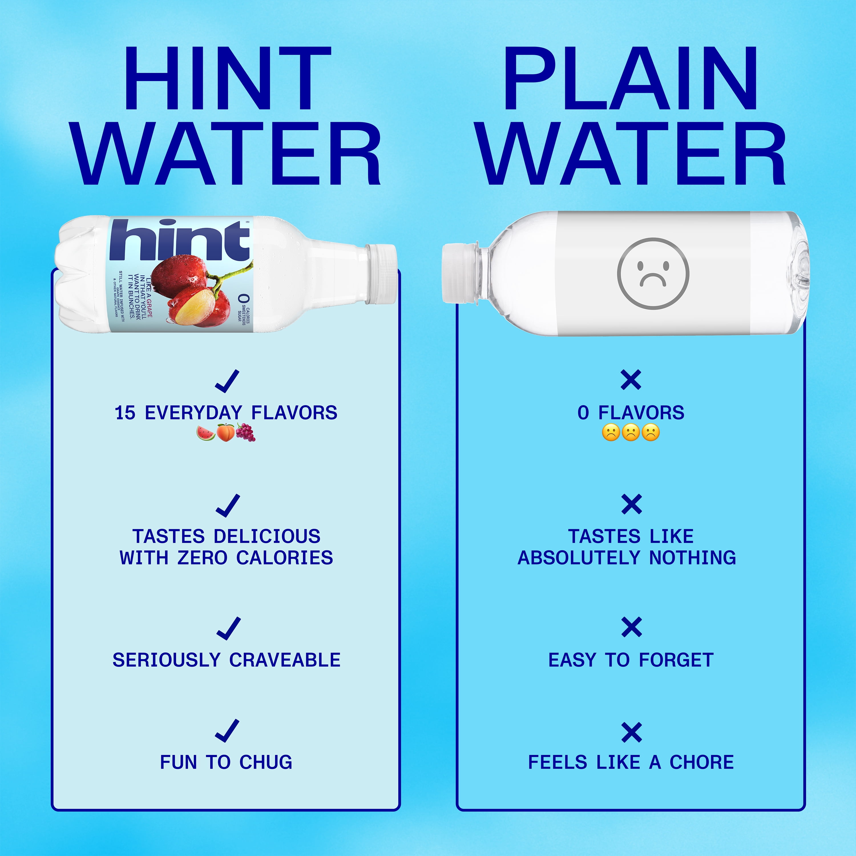 Hint Full on Flavor 4-Flavor Variety Pack Flavored Water V2, 16 fl oz, 12 Pack Plastic Bottles