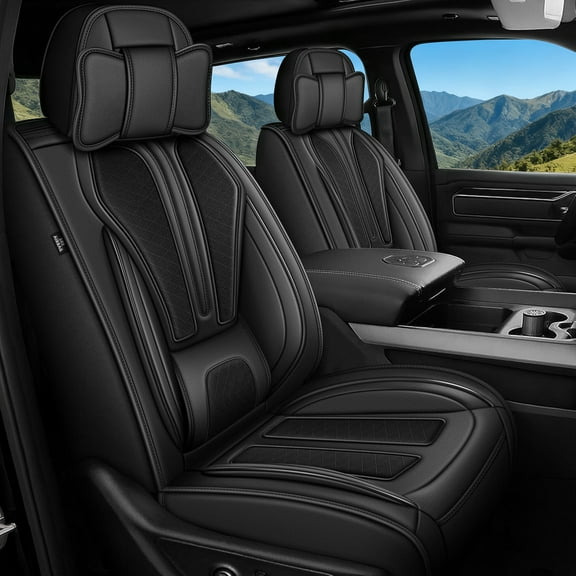 DIKSOAKR Seat Covers Fit for Dodge RAM 2002-2025 Compatible with RAM 1500 2500 3500 Crew Quad Regular Cab Full Set Waterproof Pickup Truck Seat Covers For Curved Bench 5-Seats