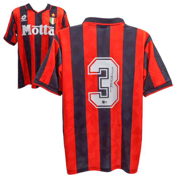 Paolo Maldini Signed Vintage AC Milan Home Soccer Jersey #3 with Beckett Witness