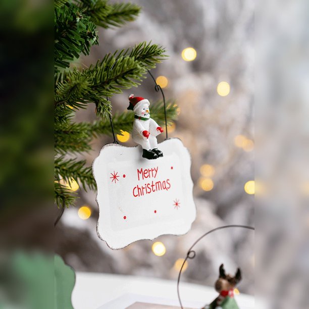 Ofertas Únicas, Decoración navideña con arte de hierro para colgar en la puerta, placa de bienvenida para puerta, decoración de muñeco de nieve para ancianos, colgante para árbol de Navidad Akmoler