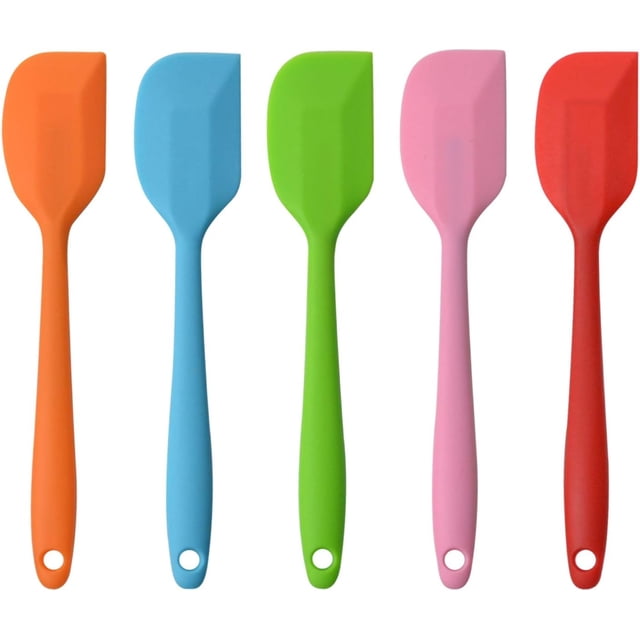 Espátulas de silicona, espátula de goma pequeña de 8,5 pulgadas, diseño de una pieza sin costuras, resistente al calor, raspadores flexibles antiadherentes, herramienta para mezclar para hor