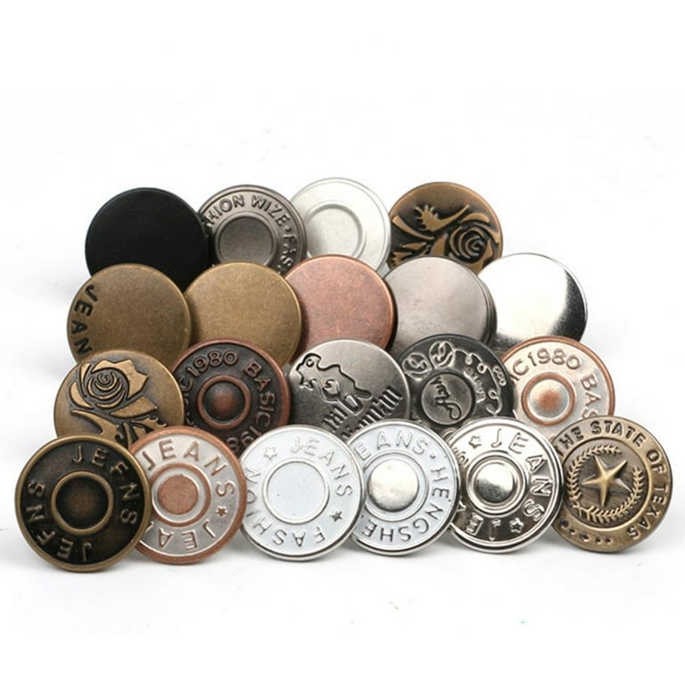 Detachable Retro Metal Buttons Snap Fastener Pants Pin for Jeans  Retractable Button Sewing-Free Buckles Perfect Fit Reduce Waist