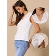 thumbnail image 2 of DARING DIVA Women's Cap Short Sleeve Basic Casual V Neck Blouse XS White, 2 of 6