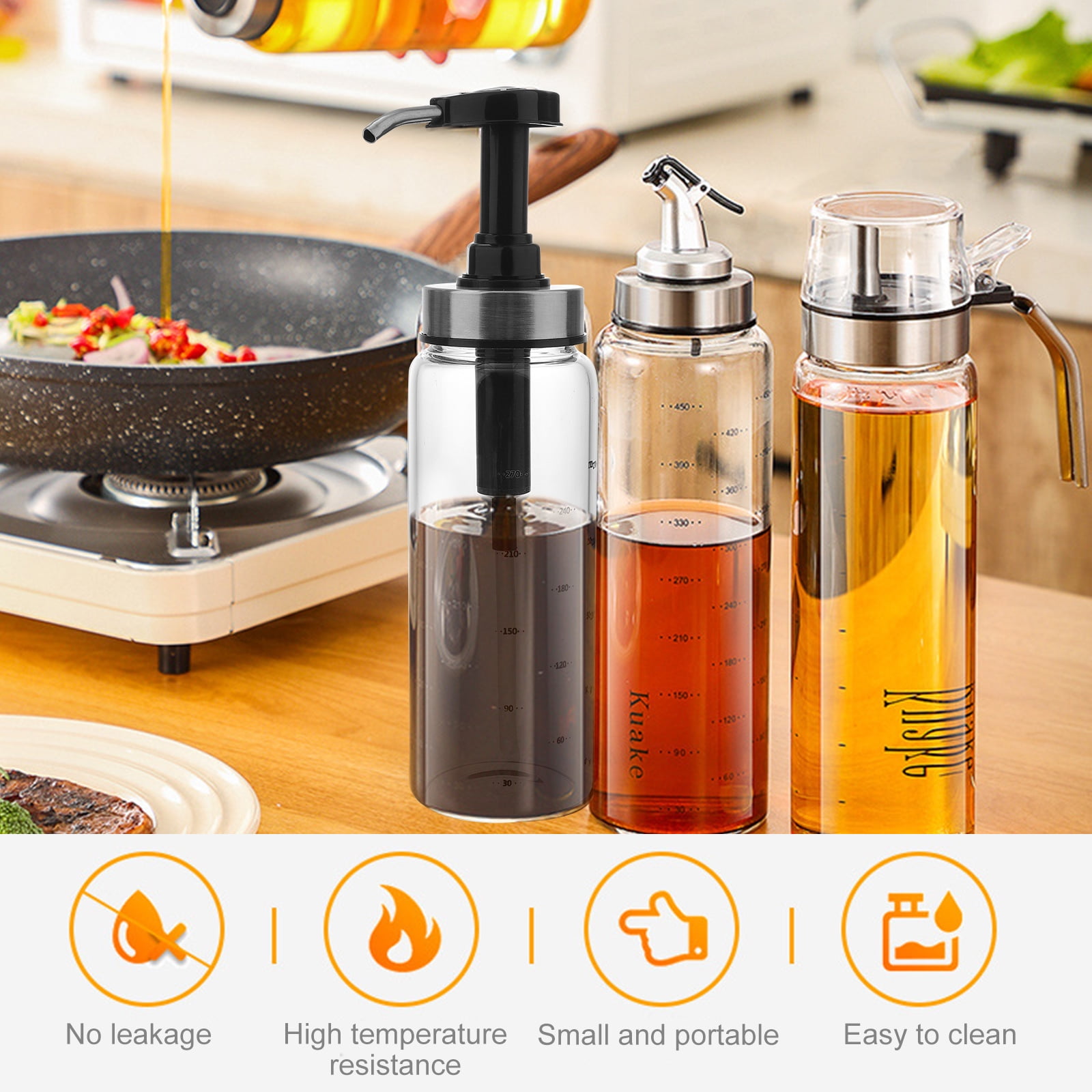 Sipeihong Honey Pump Bottle Syrup Dispenser Ketchup Squeeze BBQ Oil Container Black