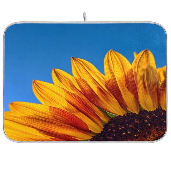 Iauyy Dish Drying Mat for Kitchen Counter, Super Absorbent & Hanging 16x18 / 18x24 Inch (S/M) Sunflower Petals