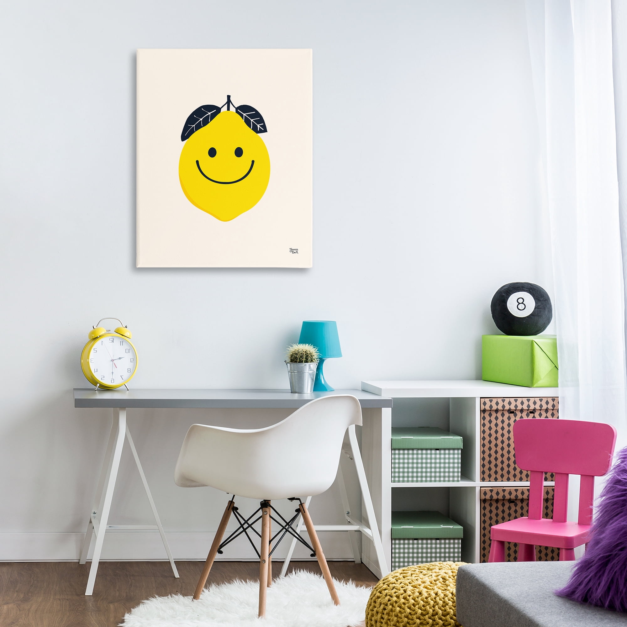 Stupell Industries Happy Lemon Smile Food & Beverage Painting Wrapped Canvas Art Print Wall Art, 30 x 40
