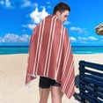 thumbnail image 4 of Coolnut 31"x71" Beach Towel with Travel Bag, Red White Stripe Oversized Sand Free Camping Towel Quick Dry Pool Bath Sport Towels, 4 of 6