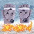 thumbnail image 5 of Xfvqtps Womens USB Heated Fingerless Gloves with Flip Cover Plush Knitting Cute Cartoon Animals Constant Temperature Windproof Warm for Cold Weather Winter Mittens Purple, 5 of 9