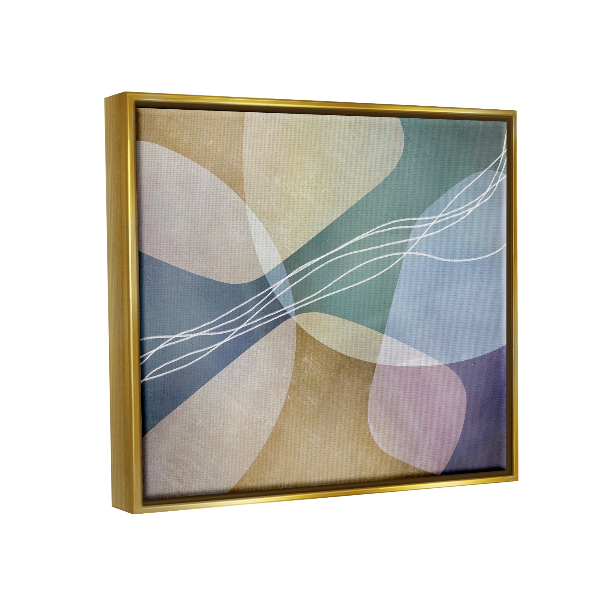 Stupell Industries Abstract Shapes & Lines Abstract Painting Gold Floater Framed Art Print Wall Art, 31 x 25