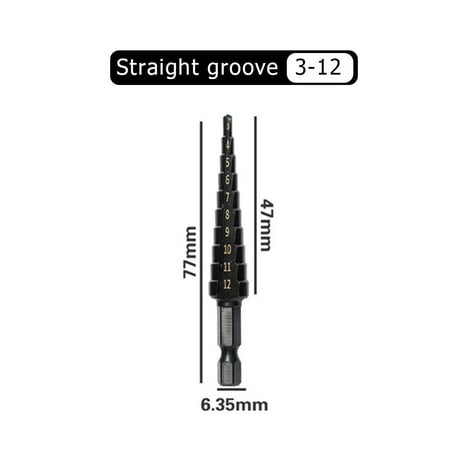 

Leke 3-12 4-12 4-20 Straight Groove Step Drill Bit HSS Titanium Coated Hole Cutter