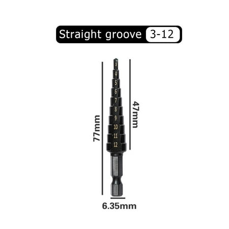 

3-12 4-12 4-20 Straight Groove Step Drill Bit HSS Titanium Coated Hole Cutter