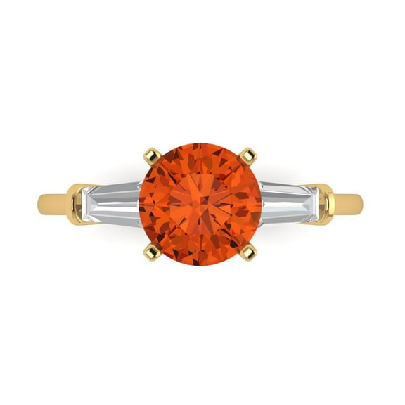 Clara Pucci 14K Yellow Gold 2ct Red Three-Stone Ring for Women