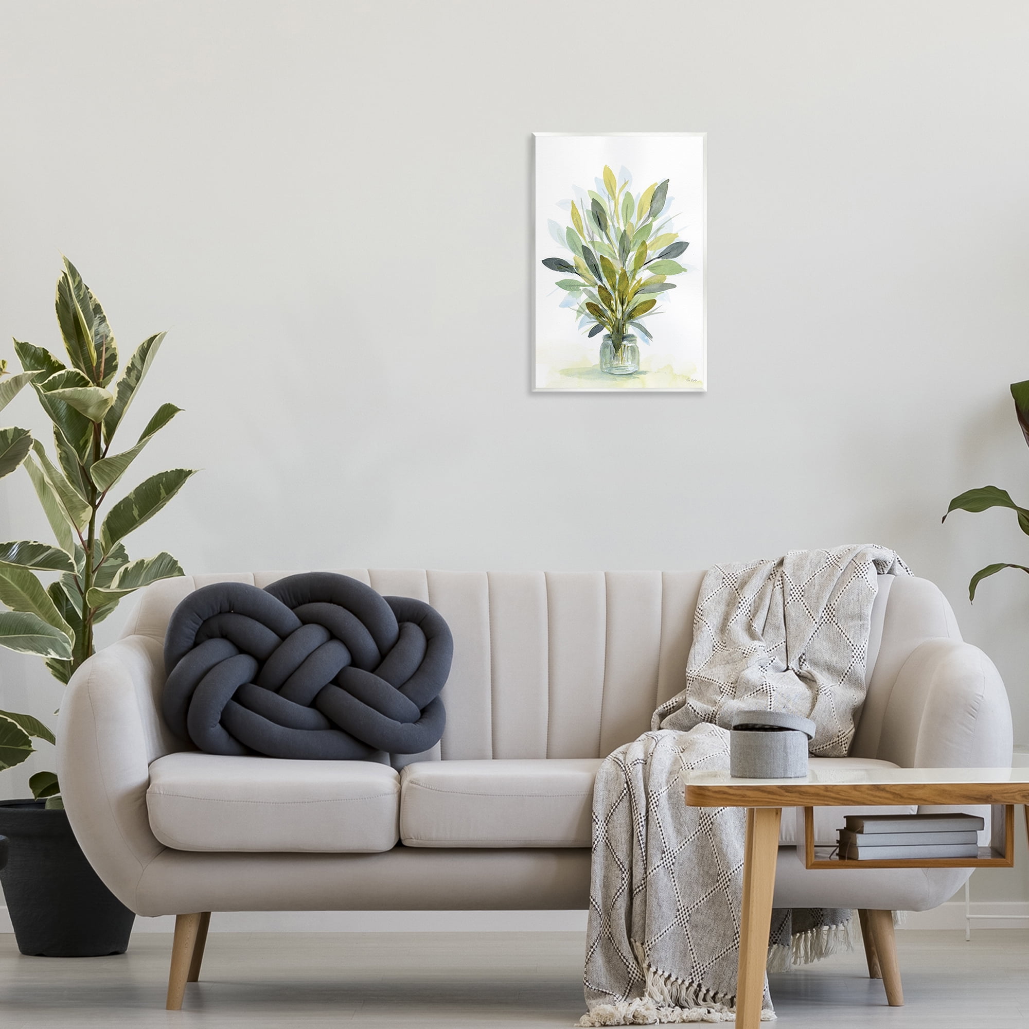 Stupell Industries Layered Leaves in Jar Botanical & Floral Painting Unframed Art Print Wall Art, 13 x 19