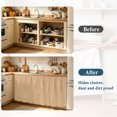 thumbnail image 3 of Brown Color Sink Skirt for Bathroom, Self-Adhesive Under Sink Curtain, Abstract Woven Texture Vintage Minimalist Hide Pipes & Storage Fabric Cabinet Skirt Cover for Kitchen Laundry 32"x55", 3 of 8