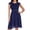 Blue, variant on Women's Lace Chiffon Dress, Knee-Length A-Line Formal Evening Gown, Short Sleeve Wedding Guest & Bridesmaid Dress, 5 Colors, Sizes S-XXL