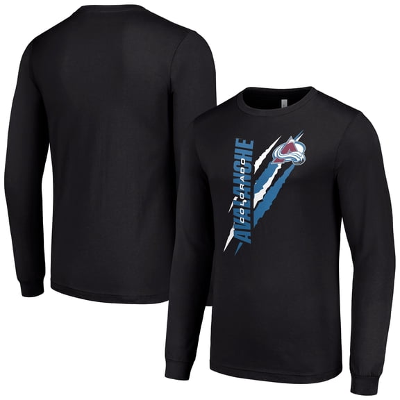 Men's Starter Black Colorado Avalanche Color Scratch Long-Sleeve T-Shirt