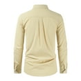 thumbnail image 4 of cllios Mens Cotton and Linen Shirts Big and Tall Regular Fit Casual Long Sleeve Button Down T-Shirts Loose Comfy Lapel Leisure Tshirt Tops Yellow XL, 4 of 5