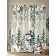 thumbnail image 4 of Sage Green Christmas Standard Shower Curtain Set, Waterproof Shower Curtains for Bathroom, Snowman Xmas Tree Snowflake Elk Rustic Washable Fabric Bath Curtain for Bathtub with Hooks 72x72 Inches, 4 of 6