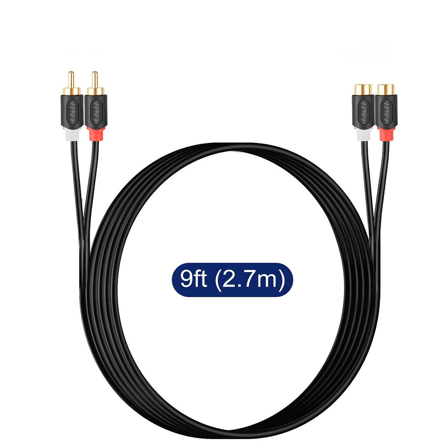 J&D Lot De 2 Câbles RCA Vers 2 RCA, Coque En Cuivre Plaqué Or