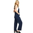 thumbnail image 2 of Revolt Women's Juniors Baggy Straight Leg Twill Overalls (Navy Blue, Medium), 2 of 4