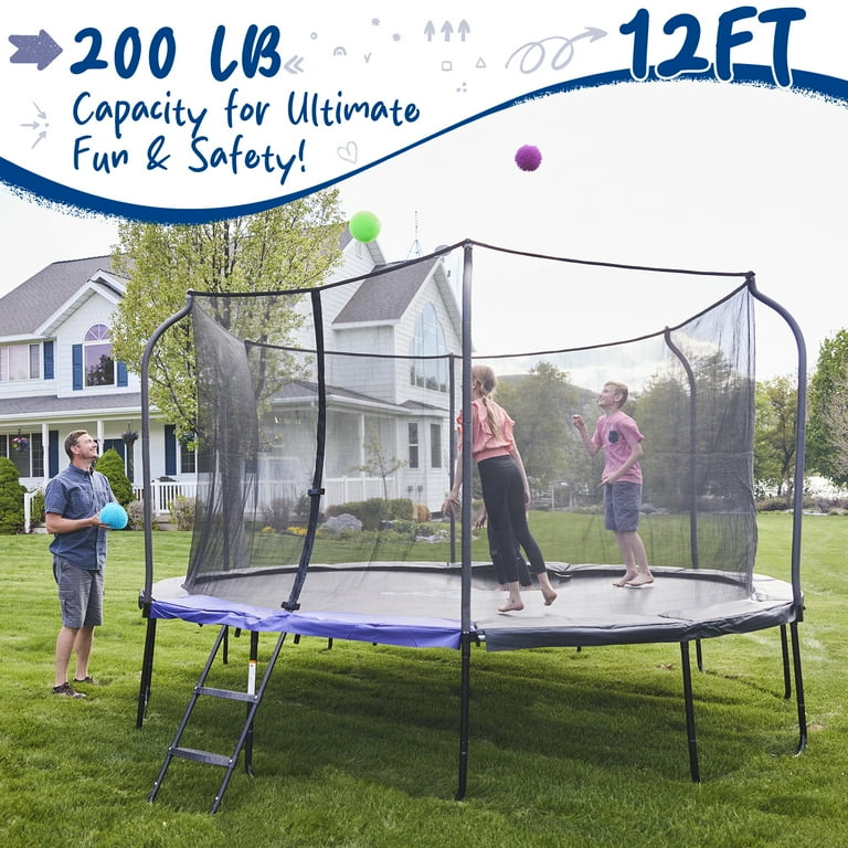 123 JUMP 10ft/12ft/14ft Round Trampoline with Safety Enclosure Net