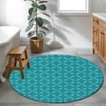 thumbnail image 4 of 3ft Round Rug, Teal Morocco Non-Skid Rubber Backing Large Area Rugs - Living Room Bedroom Home Office, Geometric Leaf Diamond Lattice Abstract Indoor Floor Mat Carpets Washable Rug, 4 of 9