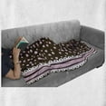 thumbnail image 6 of Chocolate Soft Flannel Fleece Blanket, Lace Stripe Heart Filled Romantic Pattern on Abstract Brown Background, Cozy Plush for Indoor and Outdoor Use, 70" x 90", Pale Pink Brown White, by Ambesonne, 6 of 6