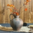 thumbnail image 5 of Rustic Terracotta Vase with Handle,8.8 Inch Vintage Ceramic Flower Vase for Home and Entryway Decor, 5 of 9