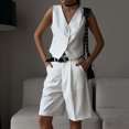 thumbnail image 1 of Chaleco Pantalones Cortos Traje Blazer de mujer Pantalones cortos de cintura alta Trajes Color sólido Suave Casual Verano Desgaste diario Ygjytge Blanco L para Mujer, 1 of 7