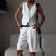 thumbnail image 1 of Chaleco Pantalones Cortos Traje Blazer de mujer Pantalones cortos de cintura alta Trajes Color sólido Suave Casual Verano Desgaste diario Cgtredaw Blanco S para Mujer, 1 of 1