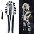 thumbnail image 4 of Disfraces Espeluznantes Halloween para Hombre Disfraz Beetlejuice Con Traje/pantalones/corbata Transpirable Adultos, 4 of 9