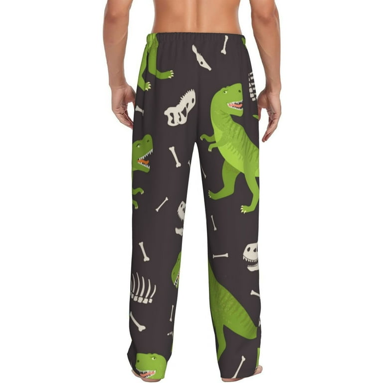 Goofa Dinosaur Skeleton Printed Soft Pajama Pants for Men, Wide