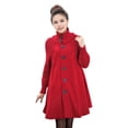 thumbnail image 2 of Joernso Women's Wool Coat Turtleneck Slim Fit Overcoat Autumn Winter Single Breasted Long Coat for Outdoor Work Party, 2 of 8