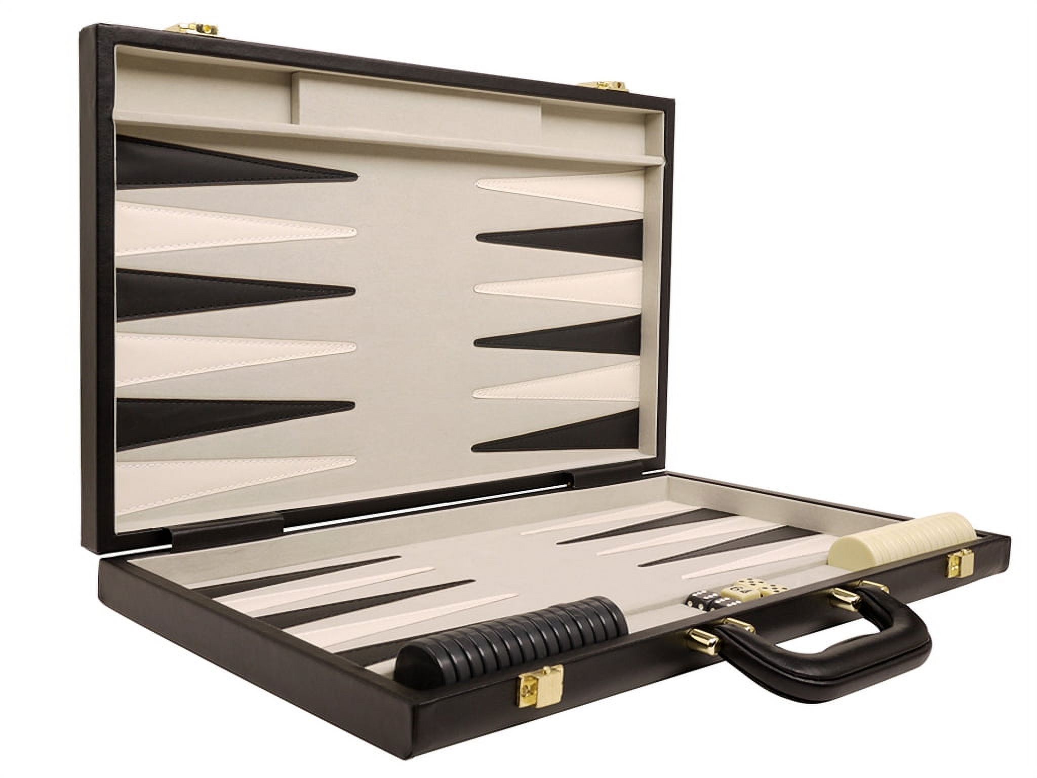 Middleton Games Unisex Deluxe Backgammon Board Games, Simulated Leather Black