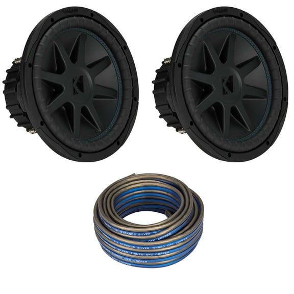 Kicker (2) 50CVX124 CompVX 12-Inch Subwoofer, Dual 4-Ohm & 46KW1620 16AWG 20ft Speaker Wire