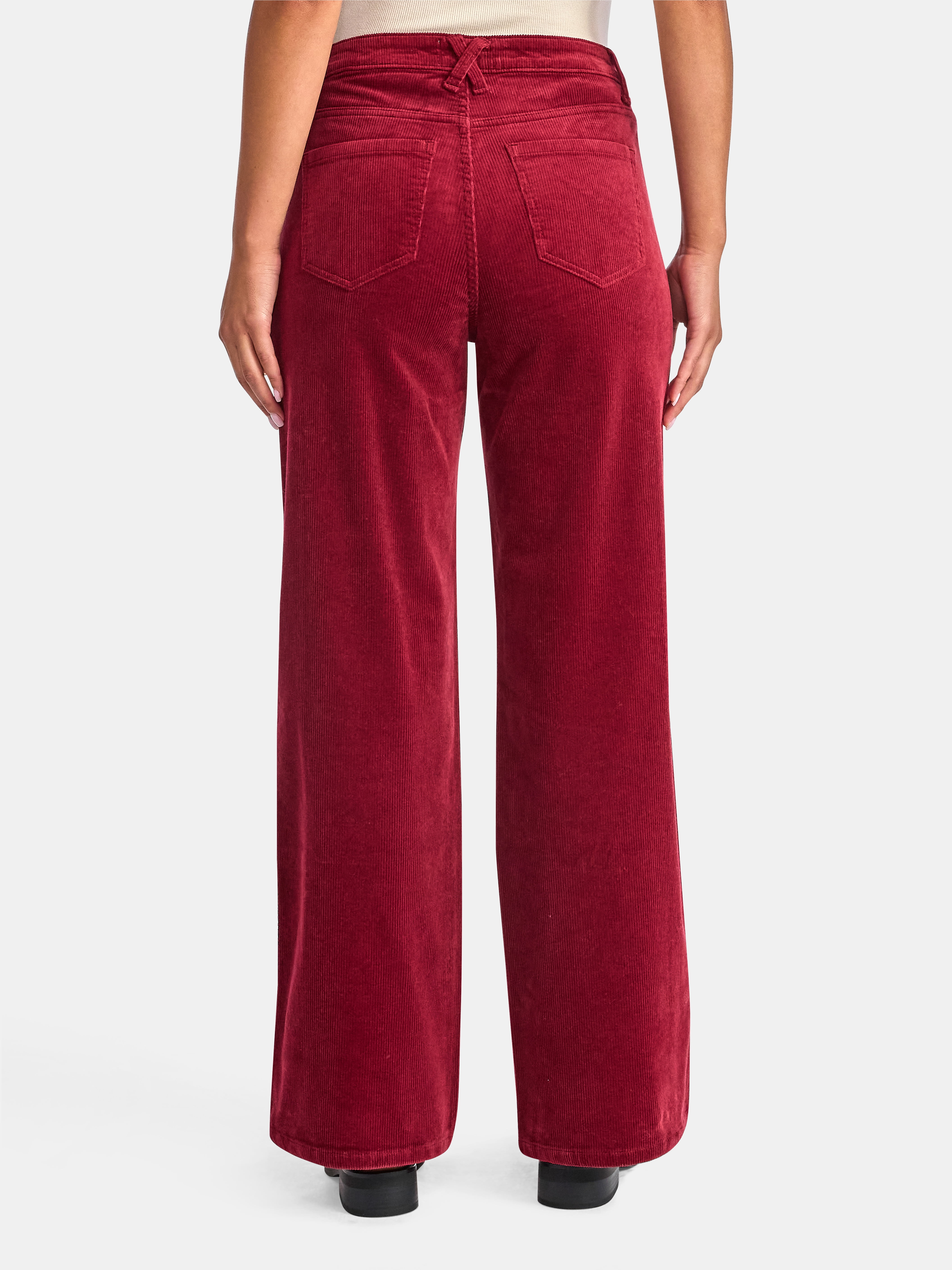 Time and Tru Women's and Women's Plus Corduroy Seamed Wide Leg Pants, 31" Inseam, Sizes 2-22