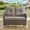 Brown Wicker/Gray Cushion, variant on Behousewell Outdoor Glider Loveseat Sofa Wicker Rattan Glider Sofa,Patio 2 Seater Wicker Sofa with Thicking Back & Seat Cushions for Garden Balcony Backyard