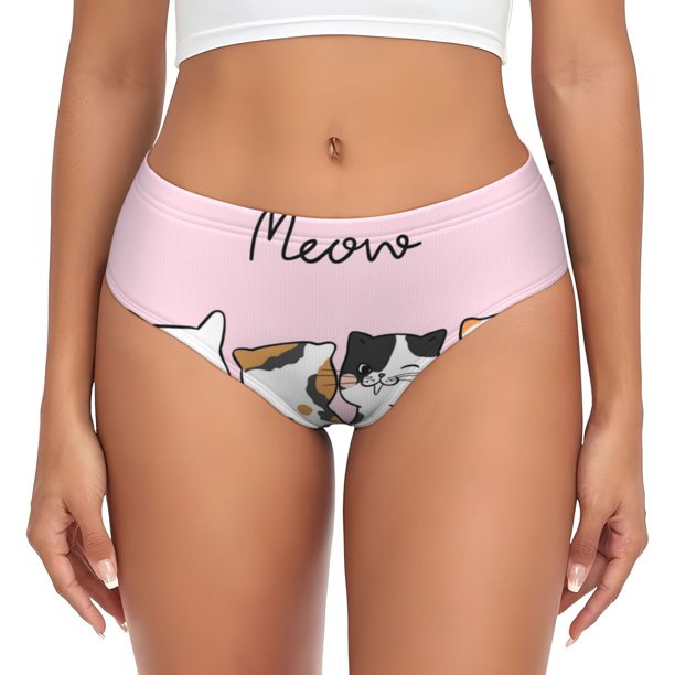 Fotbe Cute Cats Calzones Estampados para Mujer – Ropa Interior de Algodón, Cómoda, Suave y Elástica-X-Small