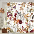 thumbnail image 2 of Fall Boho Shower Curtain Rustic Autumn Harvest Pumpkins Leaves Floral Shower Curtain Farmhouse Fall Thanksgiving Shower Curtains, 2 of 7