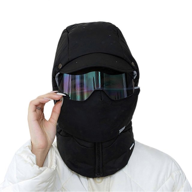 Waterproof Fleece Lined Hood Winter Thermal Fleece Full Face Cover for Skiing Cycling Commuting