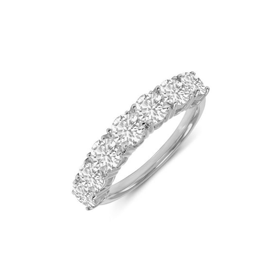 TimeLe$$ Classics 14K White Gold Round Lab Grown Diamond Ladies Seven Stone Wedding Anniversary Stackable Ring Band - 0.50 CTW (Ring Size: 4.5)