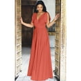 thumbnail image 3 of KOH KOH Long Bridesmaid Wedding Guest Sleeveless V-Neck Full Floor Length Flowy Sexy Wrap Formal Evening Cocktail Party Tall Maxi Dress Gown For Women Coral Pink Peach XX-Large US 18-20 NT333, 3 of 6