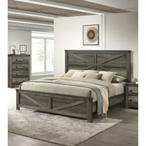 Panel Bedframe Rustic Gray 1pc Eastern King Size Bed Farmhouse Design Headboard FB Bedroom Furniture