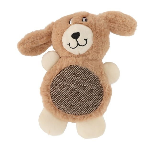 Plush Dog Toy Squeaky Soft Teeth Cleaning Interactive Cute Stuffed Pet Chewing Toy for Small Medium Dogs Brown Dog