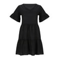 thumbnail image 4 of LLYwey s Long Dresses for Women Wedding Guest Fashion Casual Short Sleeve Ruffle Color V-Neck Loose Dress New formal Dresses Black Xxl, 4 of 9