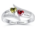 thumbnail image 2 of Custom 925 Sterling Silver Infinity Ring for Women with 2 Heart Cut Simulated Birthstones Rings for Couples, 2 of 5
