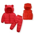 thumbnail image 2 of Esaierr 3Pcs Boys Girls Puffer Down Coats Snowsuit Outwear Set for Kids Toddler Solid Color Ears Hooded Zipper Puffer Jacket++down Waistcoat+Waist Snow Pants Ski Suits, 2 of 7